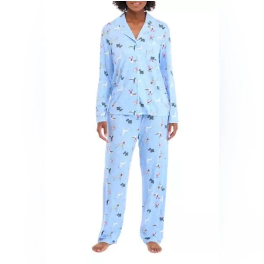 Kim Rogers Lush Luke Notch Collar Dog Print Pajama Set